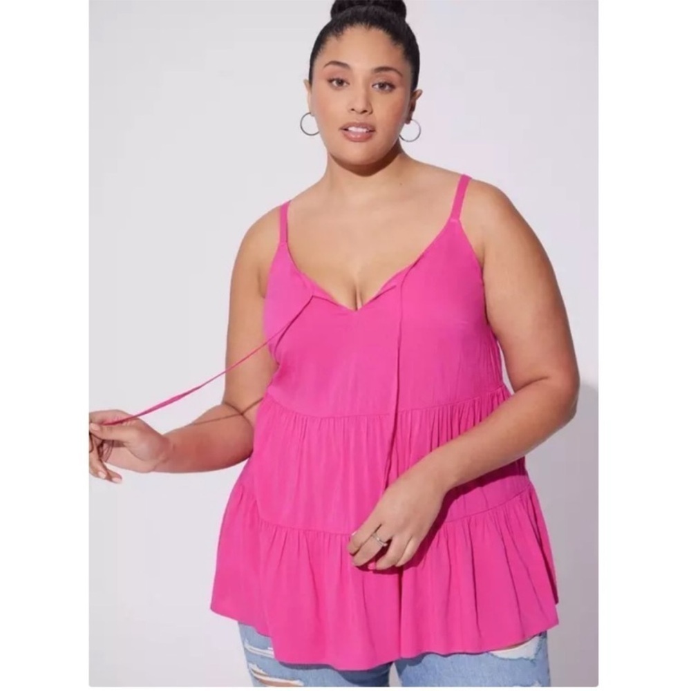 Torrid Fuscia Pink Sleeveless Tiered Babydoll Top Size 4X